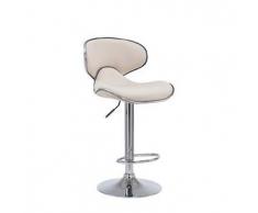 CLP Taburete de bar Las Vegas V2 de tela hierro cromado crema con respaldo altura regulable 62 - 82 cm
