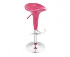 CLP Taburete Saddle hierro cromado fucsia sin respaldo altura regulable 60 - 81 cm
