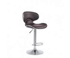 CLP Taburete de bar Las Vegas V2 de cuero sintético hierro cromado marrón con respaldo altura regulable 62 - 82 cm