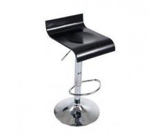 CLP Taburete Wood hierro cromado negro sin respaldo altura regulable 64 - 84 cm