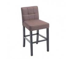 CLP Taburete de bar Raphael de tejido madera negro/marrón con respaldo 66 cm 4 patas