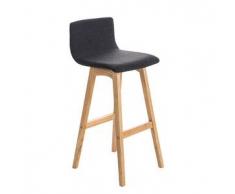 CLP Taburete de bar Taunus natura Tela madera gris oscuro con respaldo 72 cm 4 patas