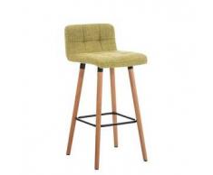 CLP Taburete de bar Lincoln Tela madera verde con respaldo 75 cm 4 patas