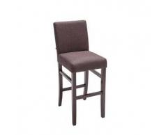 CLP Taburete de bar Alvin Tela madera marrón con respaldo 75 cm 4 patas