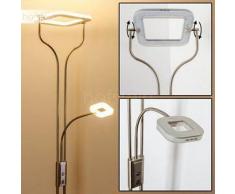 BISSET Lámpara de Pie LED Níquel-mate, 2 bombillas - 1500/380 Lumen - Moderno - Zona interior - 3000 Kelvin - 2 - 4 días laborables .