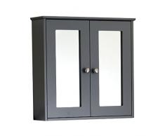 ENKI espejo armario dos puertas con tradicional de pared con estante mate gris Downton