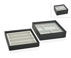 Andrea House AX64343 - Joyero 2 Pisos Mad. Gris 20X20X9,5