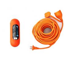 Electraline - Los cables de extensión para el jardín y la caja estanca, zócalo universal, 30m, naranja