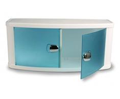 Anzapack 853492J - Armario Para Baño Blanco Con Puertas Azules 64X28X33,5 Cm