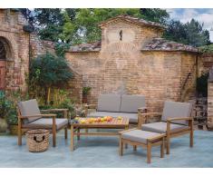 Beliani Conjunto De Jardín De Madera - Mesa - 2 Sillónes - Banco - Taburete - Manila (56022)