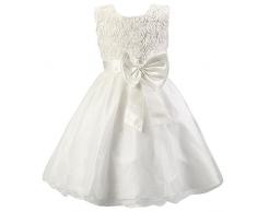 Katara - Vestido de noche para Niña con flores y con arco, color Blanco, talla 104/110 (tamaño fabricante 110)