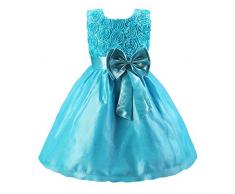 Katara - Vestido de noche para Niña con flores y con arco, color Azul, talla 98/104 tamaño fabricante 100)