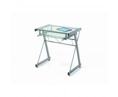Mesa de ordenador Einstein - Color - Gris aluminio - Transparente