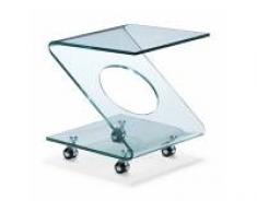 Mesa auxiliar cristal ruedas zeta 40x40