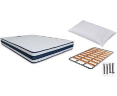 Viscozhen Pack Ahorro Colchón Viscoelástica con Gel + Somier de láminas Chopo + Almohada de Fibras