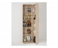 Mueble zapatero WALKER - 1 puerta 1 espejo - Roble
