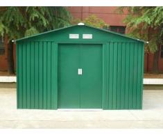 Caseta de jardín de acero galvanizado verde MAXITA II - 9.3m²