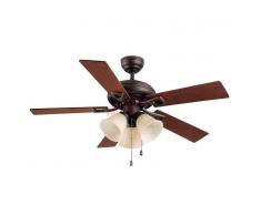 LEDS-C4 Lampara ventilador de techo 106cm clasico modelo DOMINICA, con 3 tulipas de cristal marmolizadas.