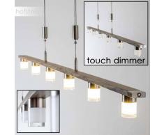 Garnish Lámpara colgante LED Níquel-mate, Madera oscura, 6 luces - 2200 Lumen - Moderno - Zona interior - 3000 Kelvin - 2 - 4 días laborables .