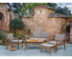 Beliani Conjunto De Jardín De Madera - Mesa - 2 Sillónes - Banco - Taburete - Manila (56022)