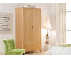 Armario CHAMBARAN - 2 puertas y 1 cajón - Largo 90 cm - Roble engrasado