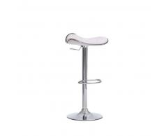 CLP Taburete Shanghai de cuero sintético hierro cromado blanco con respaldo altura regulable 60 - 80 cm