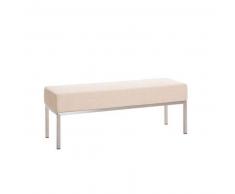 CLP Banco 3 plazas tela Lamega acero inoxidable crema 46 cm