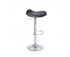 CLP Taburete Shanghai de cuero sintético hierro cromado negro con respaldo altura regulable 60 - 80 cm