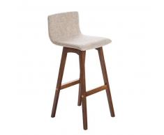 CLP Taburete de bar Taunus nuez Tela madera crema con respaldo 72 cm 4 patas