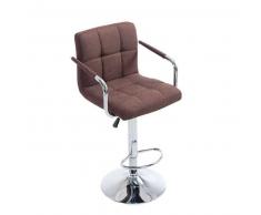 CLP Taburete de bar Lucy V2 Tela hierro cromado marrón con respaldo altura regulable 63 - 84 cm