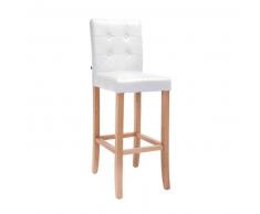 CLP Taburete de bar Burda natural madera blanco con respaldo 79 cm 4 patas