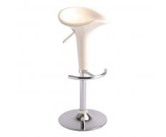 CLP Taburete Saddle hierro cromado crema sin respaldo altura regulable 60 - 81 cm