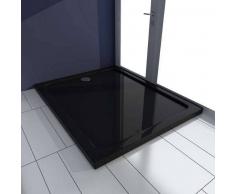 VidaXL Plato de ducha rectangular ABS, color negro, 80 x 100 cm