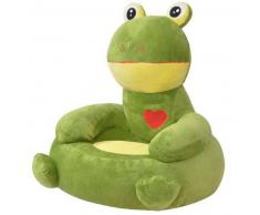 VidaXL Silla de peluche para niños rana verde