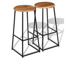 VidaXL Taburetes de bar 2 uds madera teca maciza