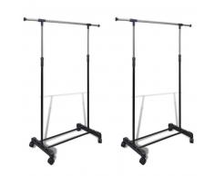 VidaXL Perchero Ajustable Para Ropa 1 Barra - 2 Piezas