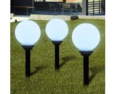 VidaXL Lámpara solar de jardín en forma bola con LED, 20 cm, 3 unidades