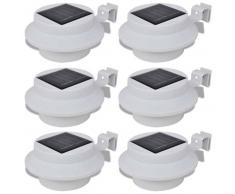 VidaXL Foco solar blanco para vallas de jardín, 6 unidades