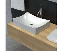 VidaXL Lavabo De Cerámica Porcelana Arte Blanco Alto Brillo