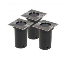 VidaXL 3 Focos empotrables cuadrados para exterior