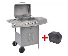 VidaXL Barbacoa grill de gas 4+1 quemadores plateada