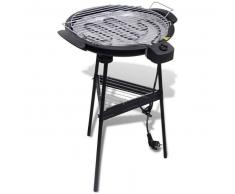 VidaXL Barbacoa eléctrica con parilla y soporte, redonda