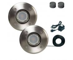 Luxform Conjunto de focos jardín suelo York 2 uds plateado 53215