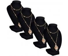 VidaXL Expositor De Joyas En Forma Busto Negro - 4Piezas 9X8,5X15cm
