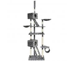VidaXL Rascador para gatos 230-260 cm 2 casas gris con diseño de huellas