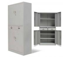 VidaXL Armario de oficina metal 4 Puertas 2 Cajones Gris