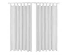 VidaXL 2 cortinas blancas micro-satinadas con trabillas, 140 x 245 cm