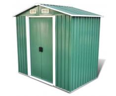 VidaXL Caseta de jardín con base 2,7 m³ verde metal