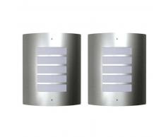 VidaXL 2 Apliques de exterior, lámparas pared acero inoxidable