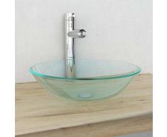 VidaXL Lavabo vidrio templado 42 cm transparente